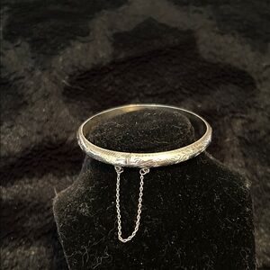 Source Unknown Engraved Safety Bangle Bracelet -  925 Sterling Silver 9 grams